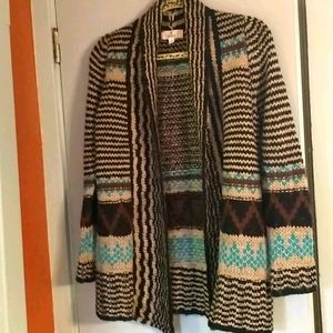 Pink Republic Western Aztec Open Cardigan Women M
